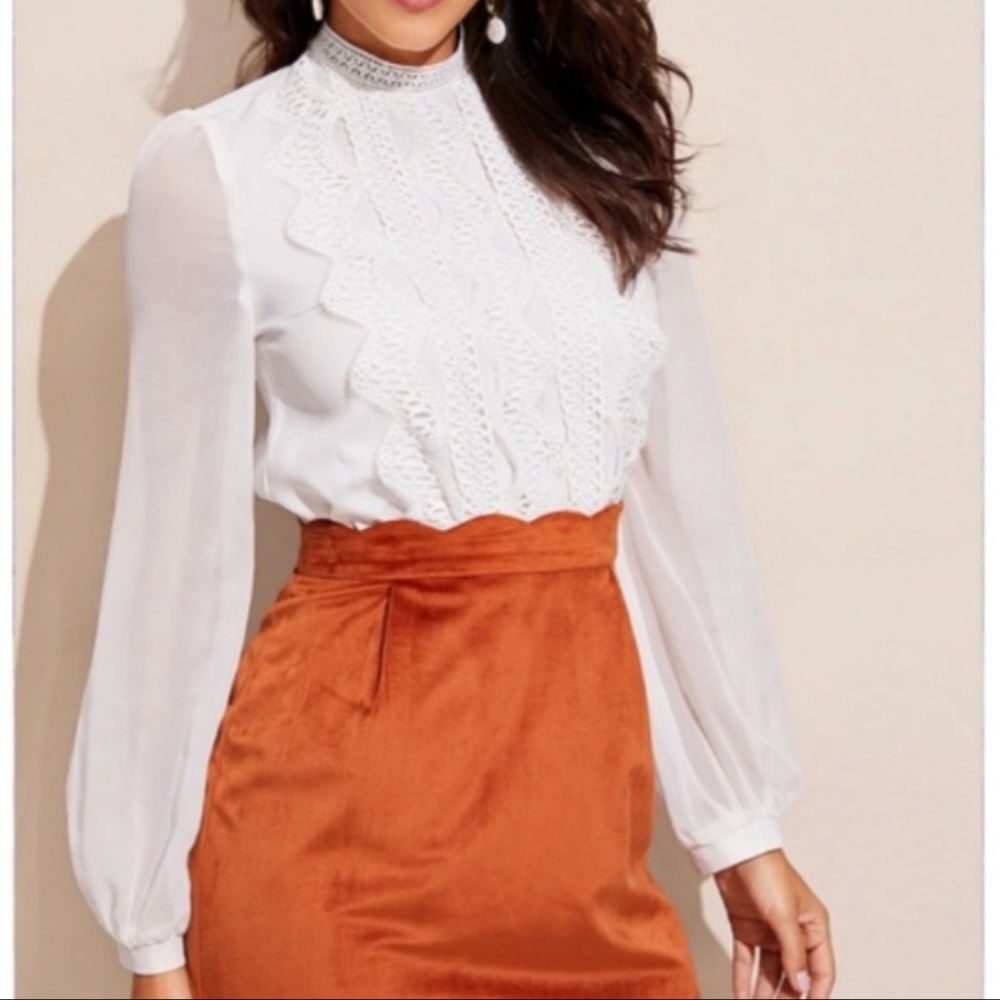 White Chiffon Embroidered Blouse
